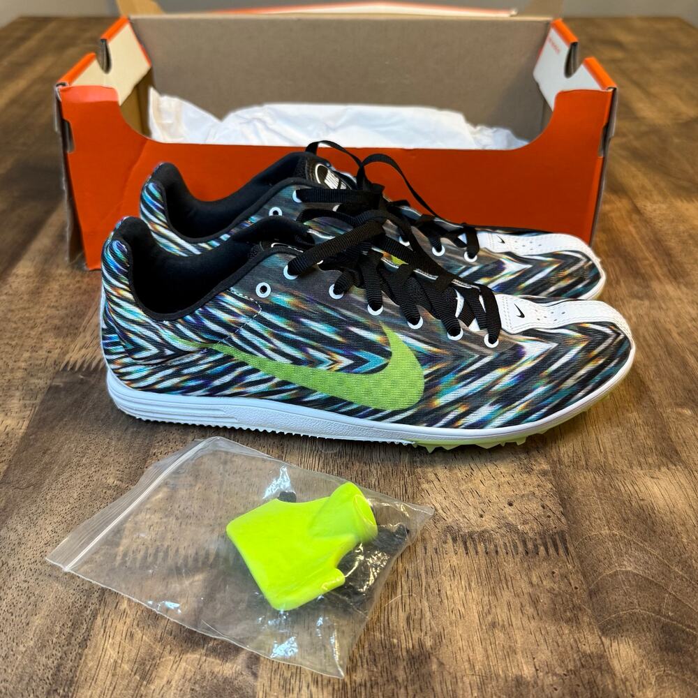 Nike Track Spikes Zoom Rival Distance 8 Racing Shoe Volt Black Women’s Size 9 - Picture 1 of 8